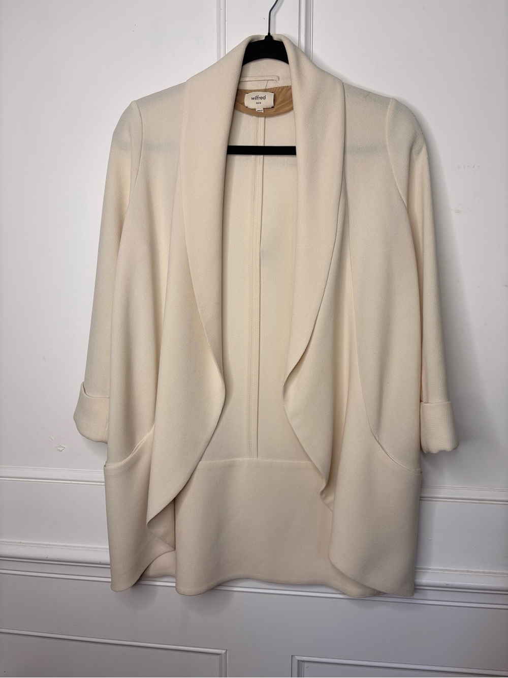 Wilfred Chevalier Cream Open-Front Draped Jacket
